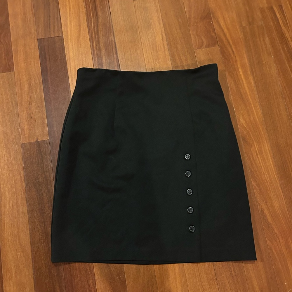 Studio C Black Pencil Skirt with Button Accents